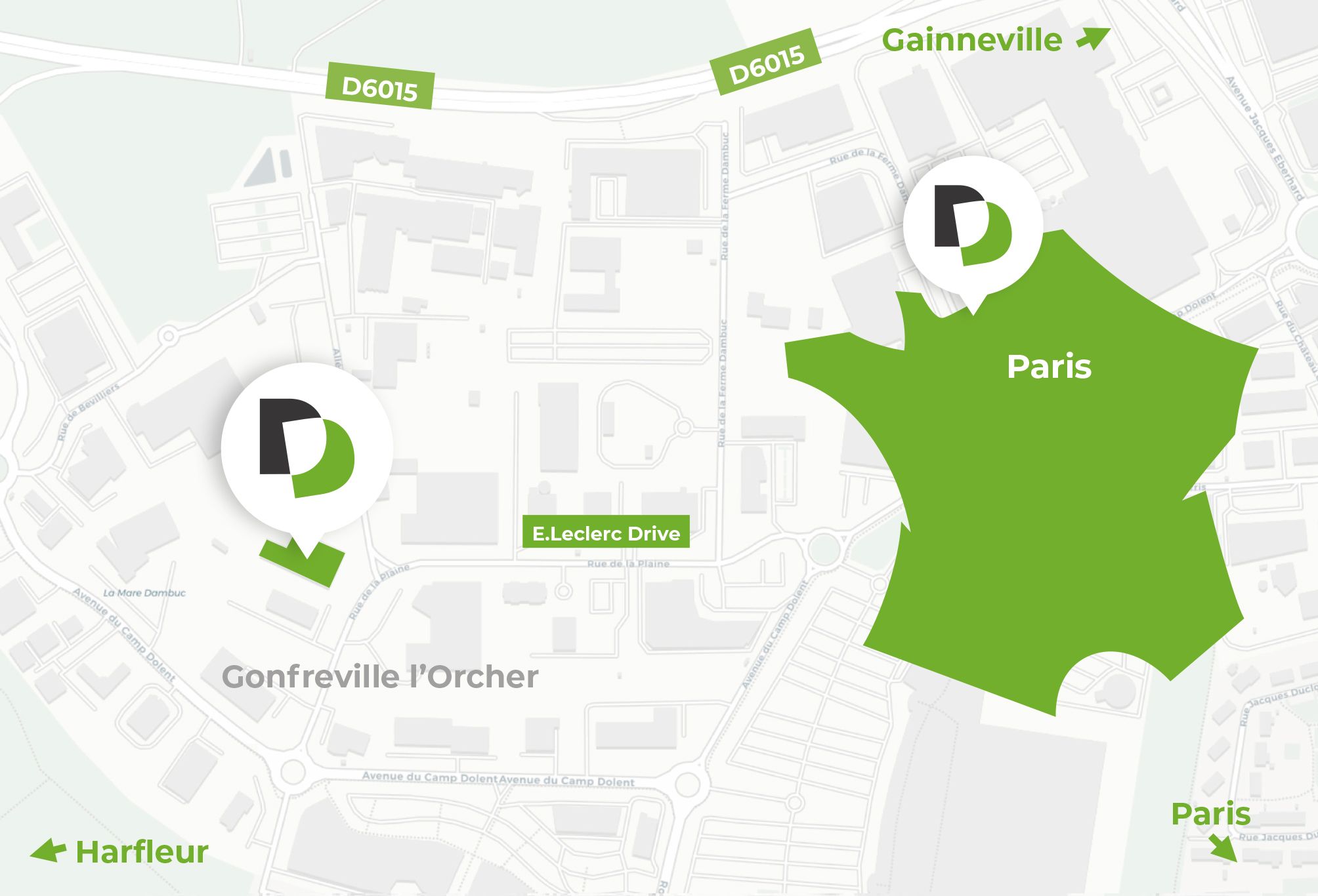 Illustration présentant la localisation de Denouette Distribution